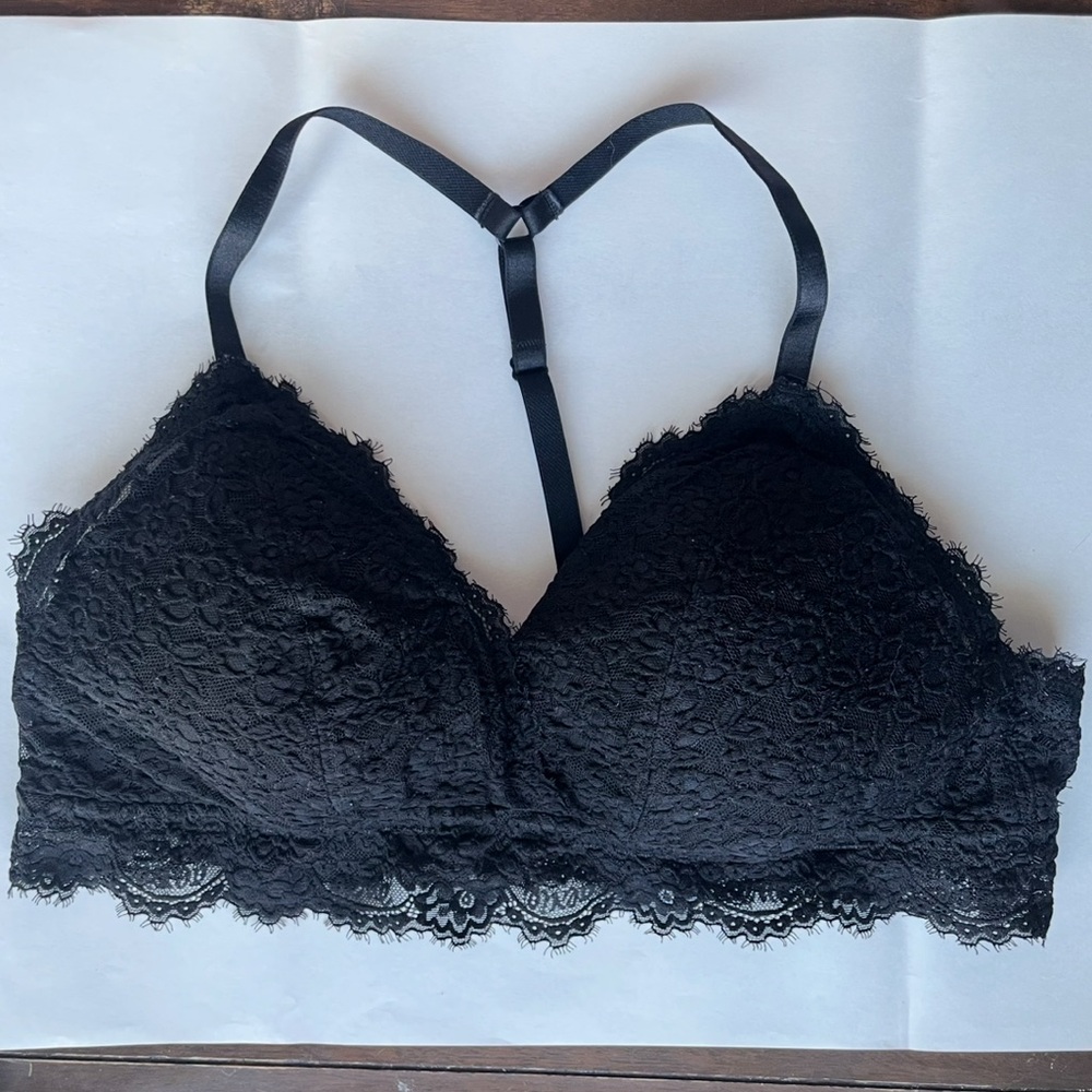 Aerie Black Lace Bralette Size XL